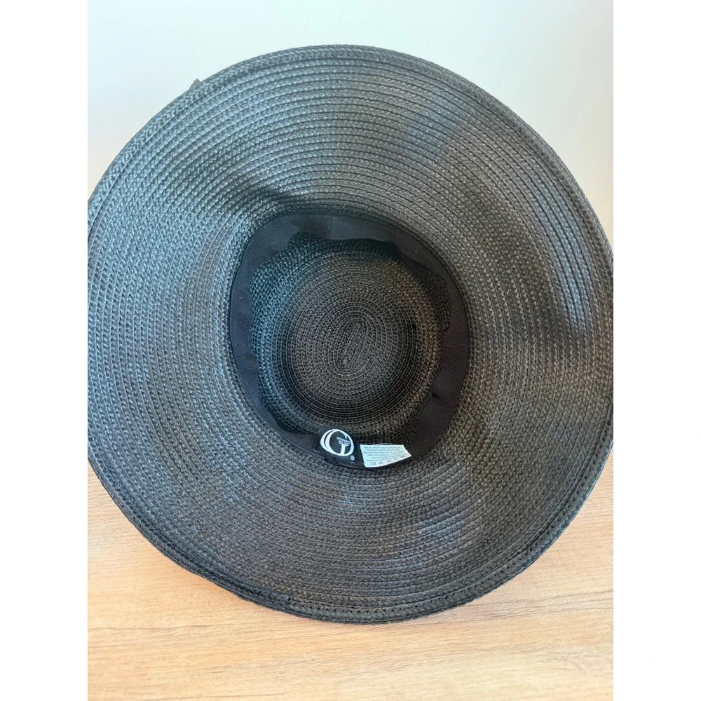 Giovannio New York Black Sun Hat Pink Orchid Floral Mesh Bow Kentucky Derby Hat